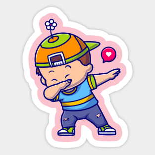 Cute Boy Dabbing Cartoon Sticker